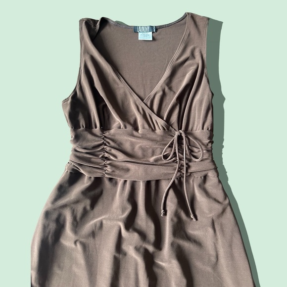Women’s Laundry Brown Tank Dress Ruched Waist Detail Size 8 Made In The USA - Picture 2 of 9